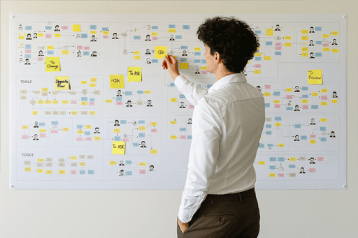 Portrait of a small brown dog on yellow background