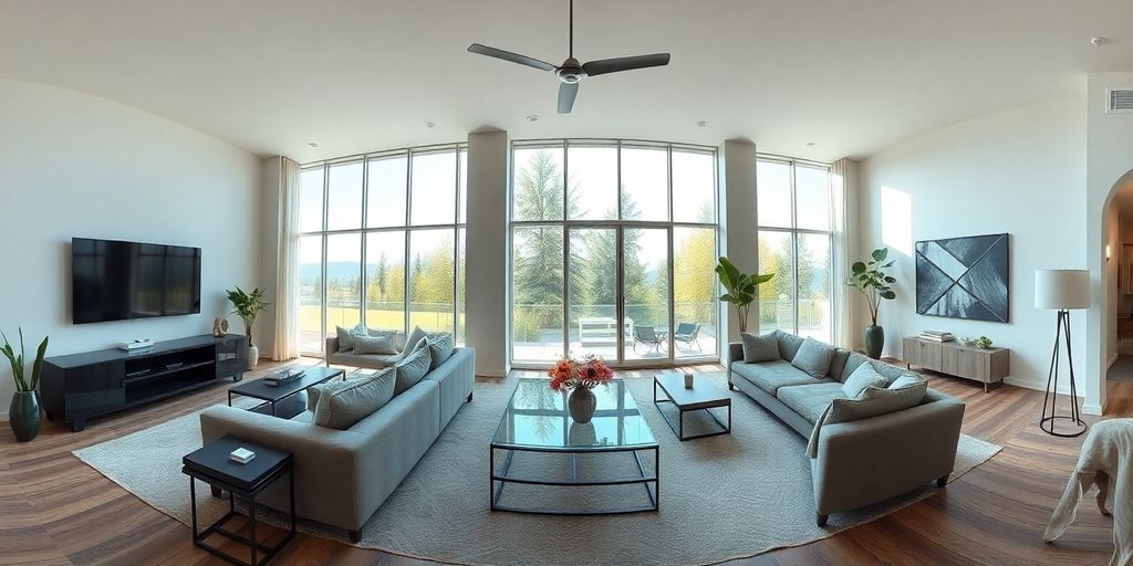 360-degree virtual tour of a stylish living room.