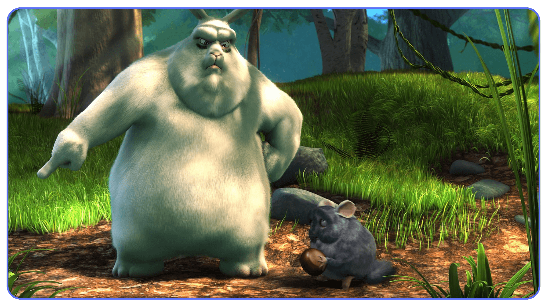 Character animation from Big Buck Bunny, a classic Blender animated short