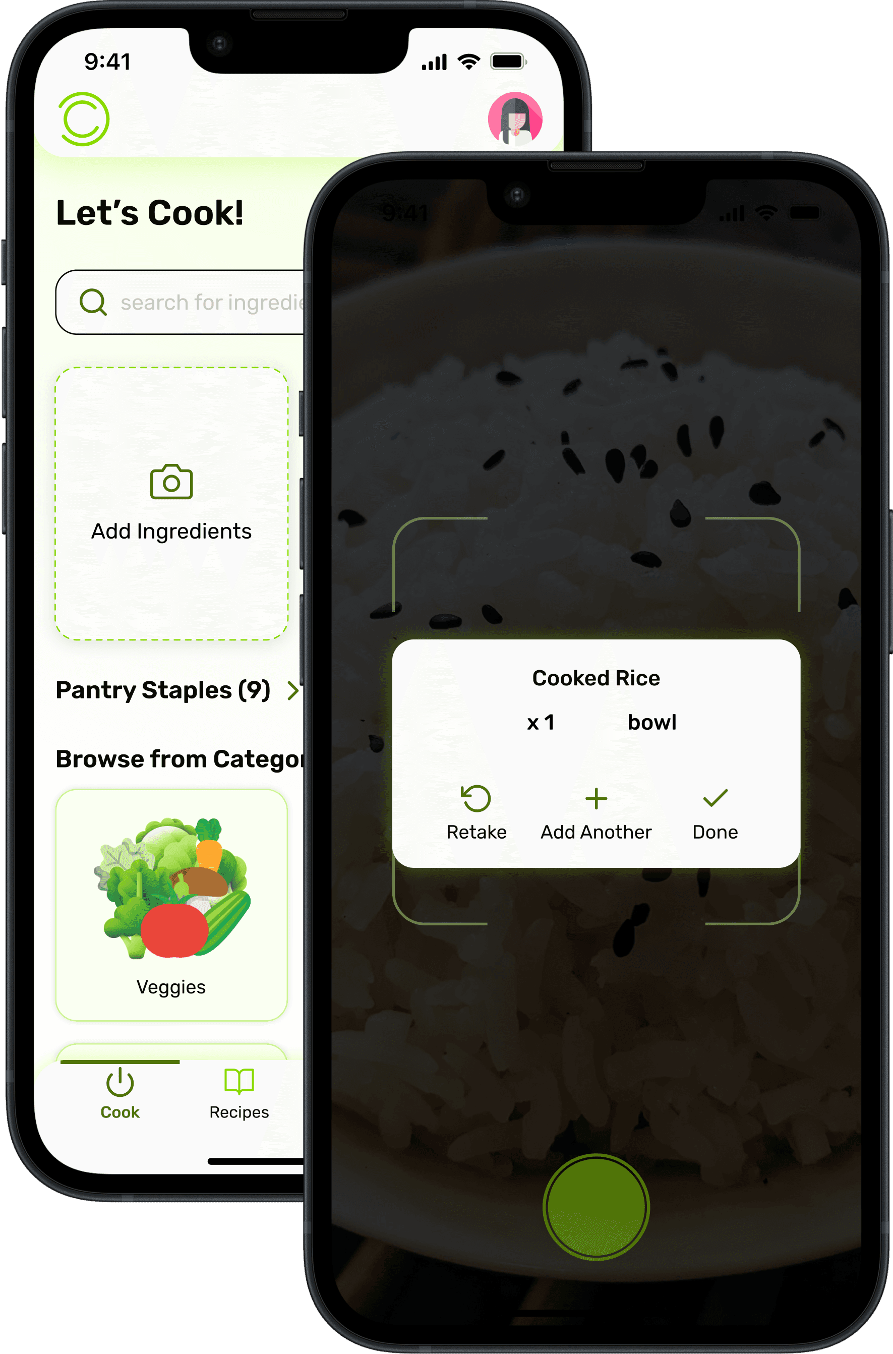 Chefie key recipe finder screens