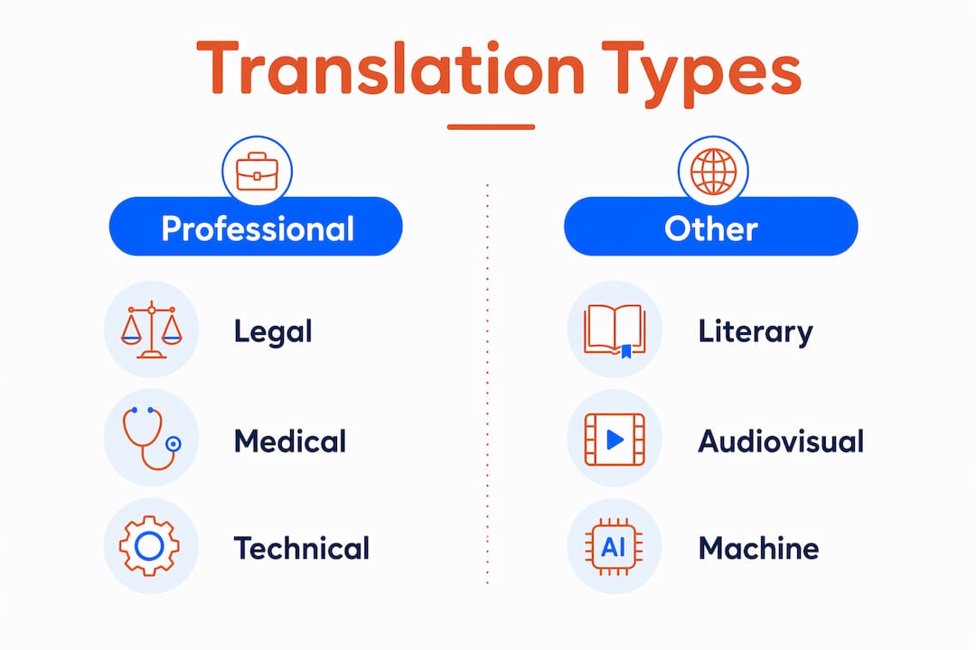 Infographic comparing translation types categories