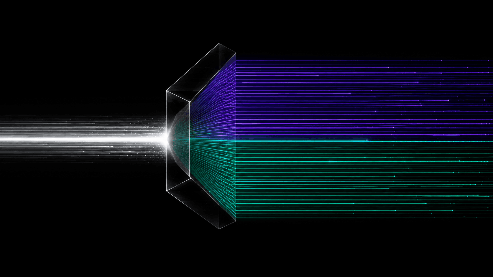Prism data visualization demonstrating parallel inference fan-out and distributed AI workload processing at the network edge.