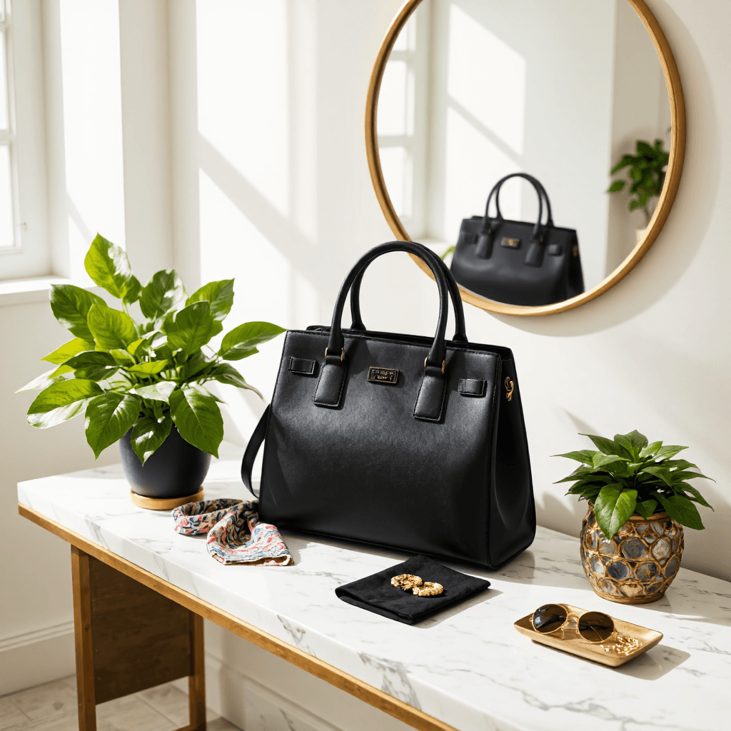 product photography of designer handbag