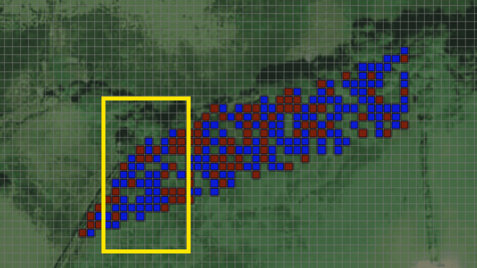 Field segmented into tiles