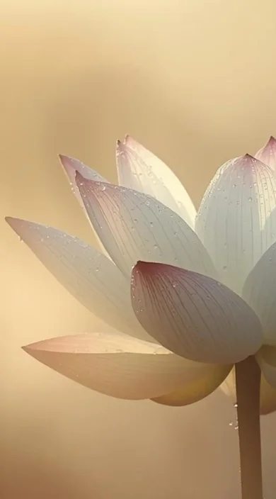 Delikatne płatki kwiatu w ciepłym świetle symbolizujące harmonię i równowagę masażu Korugi w Belleza Beauty Rzeszów