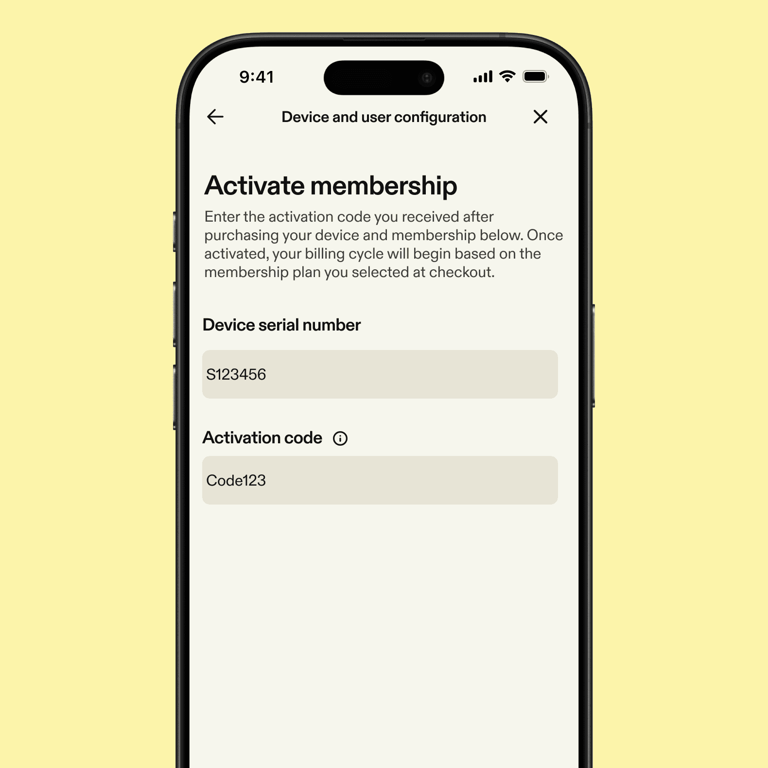 Minimal dashboard card showing therapy details with next recommended date, previous session date, personalized dose, and options to schedule, view history, or adjust settings