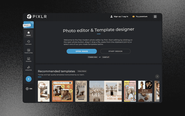 Pixlr X Homepage