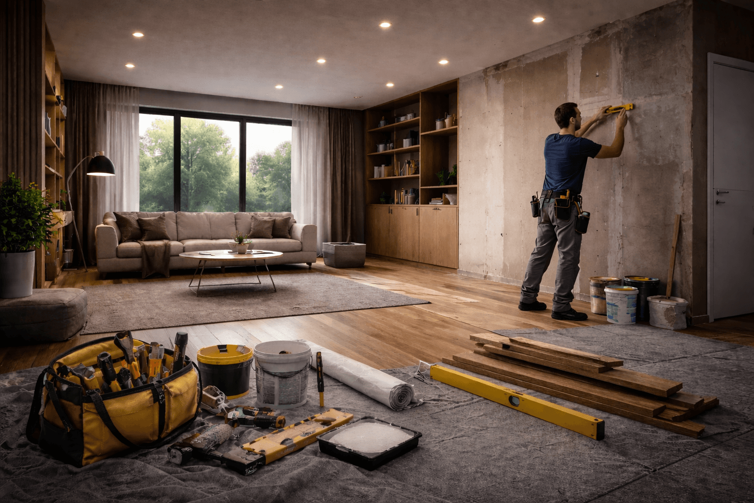 woman in blue tank top standing beside white wall