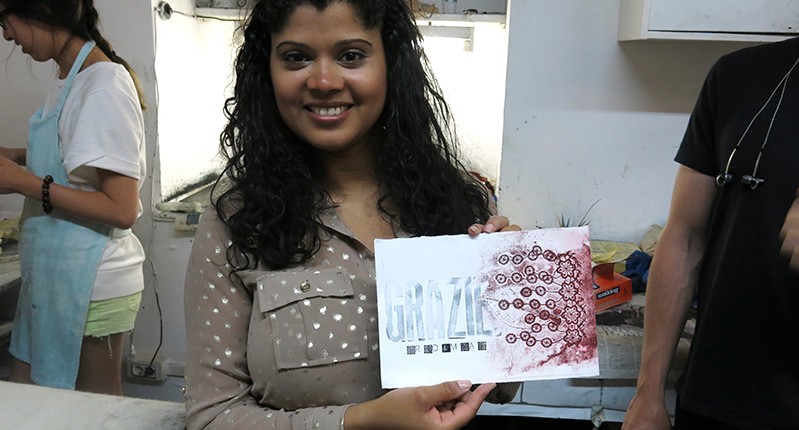 silk screened type on paper