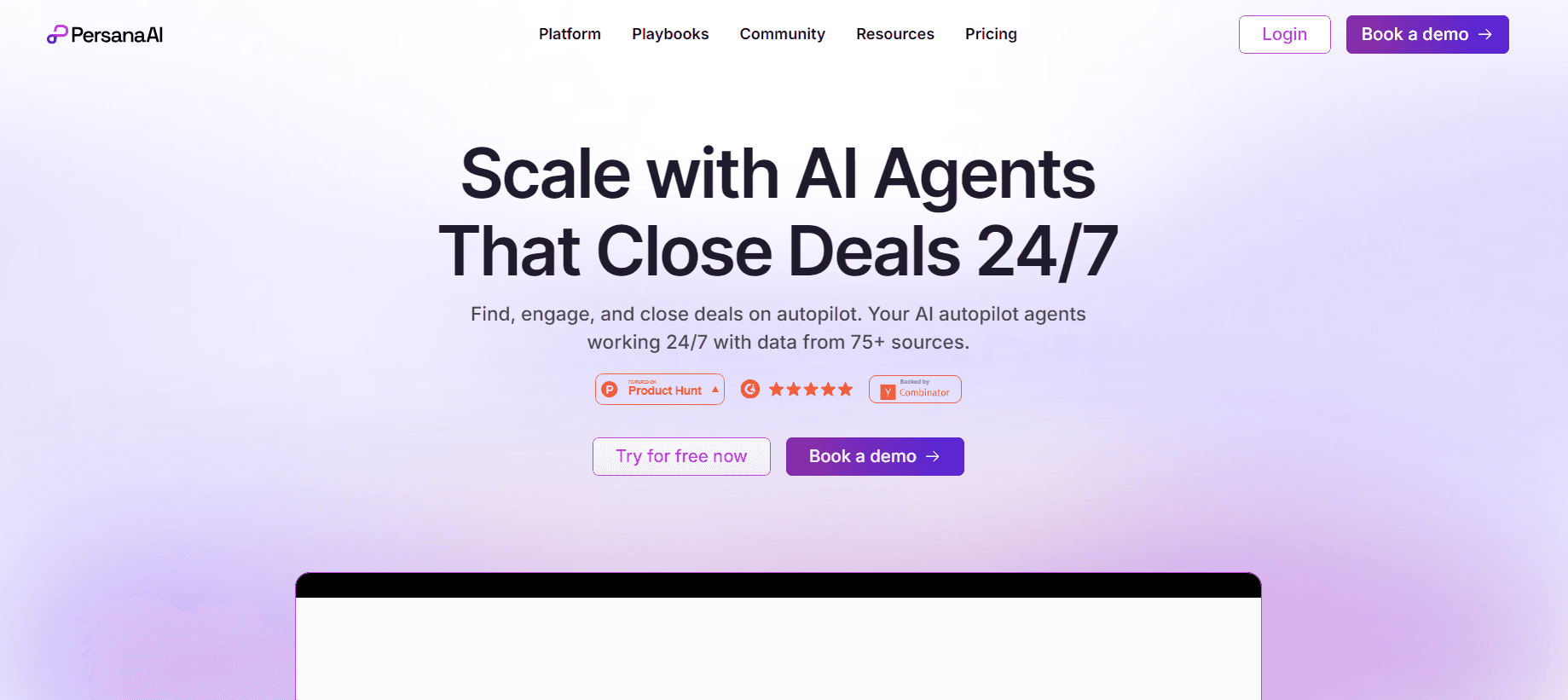 Persana AI landing page