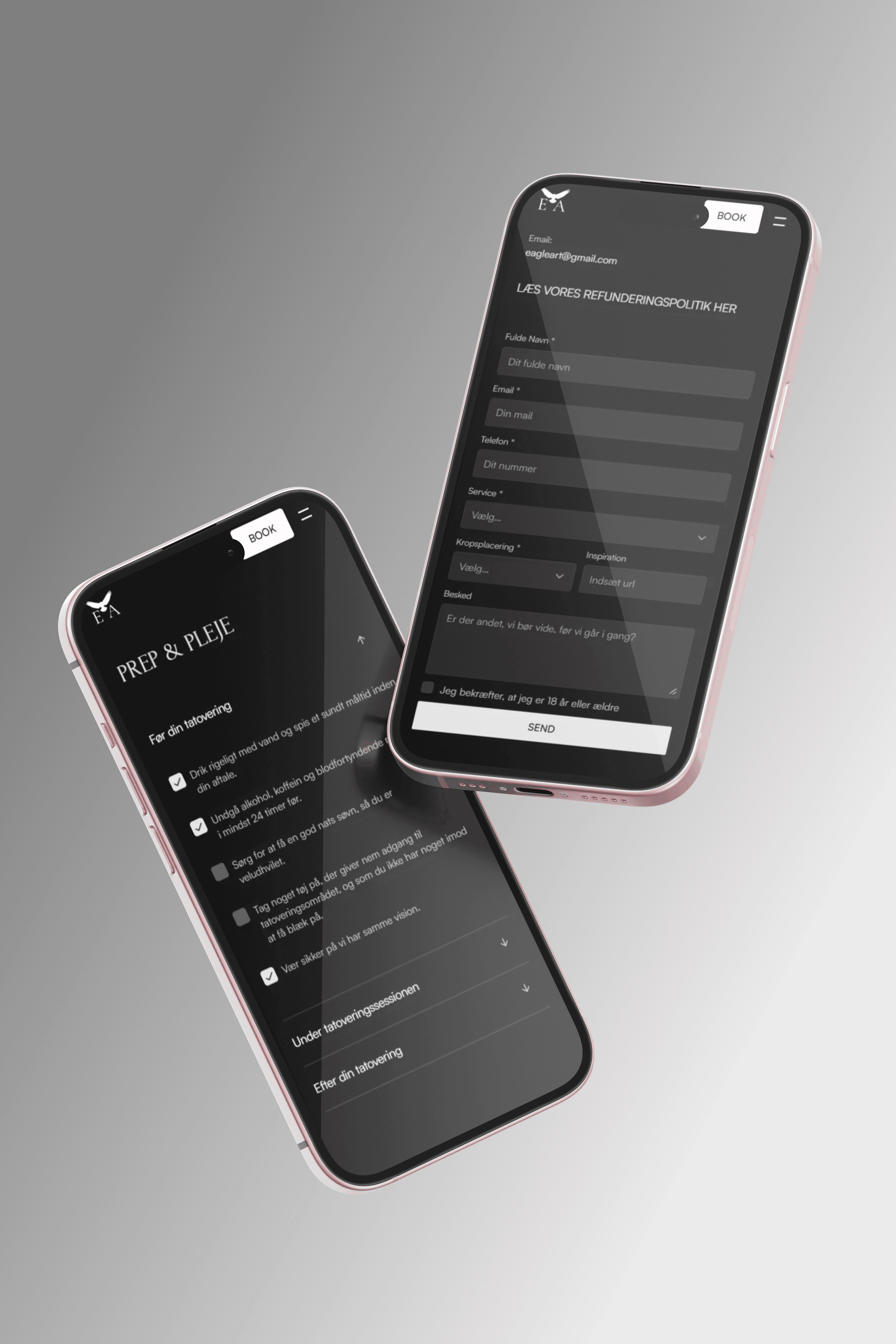 Two iPhones Mockup displays website made by Seoma