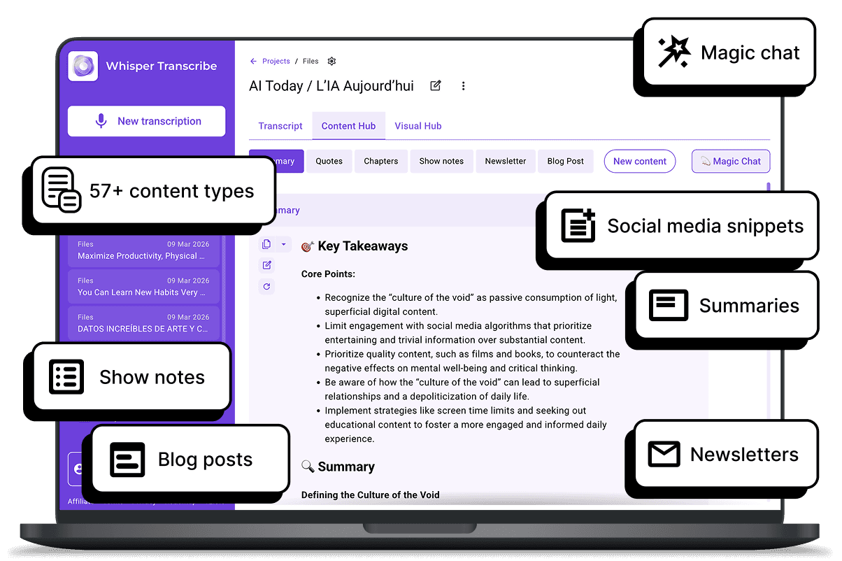 Creating content from audio or video for social media