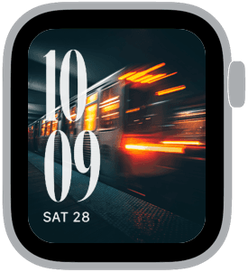 l train motion Apple Watch face preview 1 featuring stylized colors and artwork.