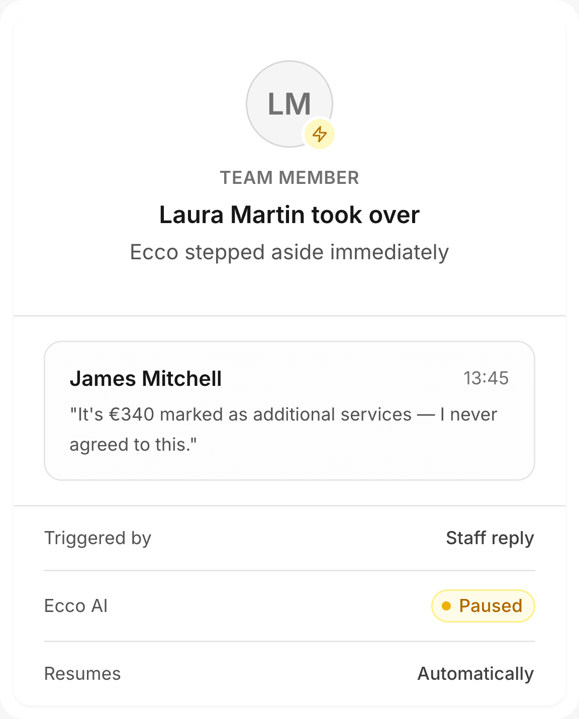 Ecco AI WhatsApp agent feature showcase
