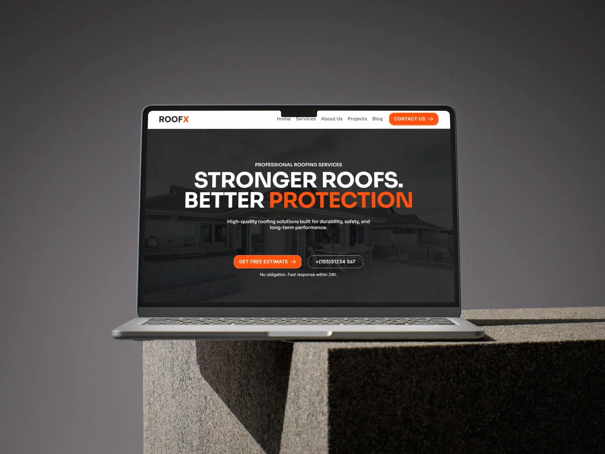 RoofX roofing website project detail image.