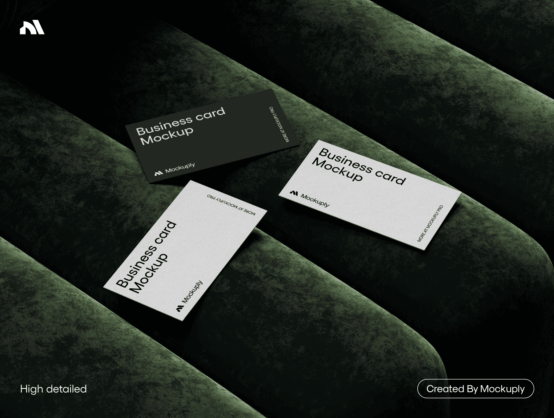 Business card mockups on dark velvet