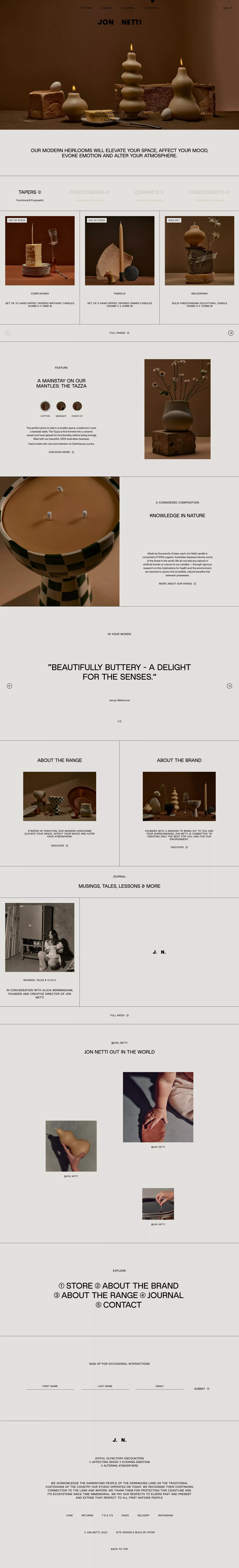 JON NETTI ecommerce page screenshot showcasing Design and Furniture & Interiors design