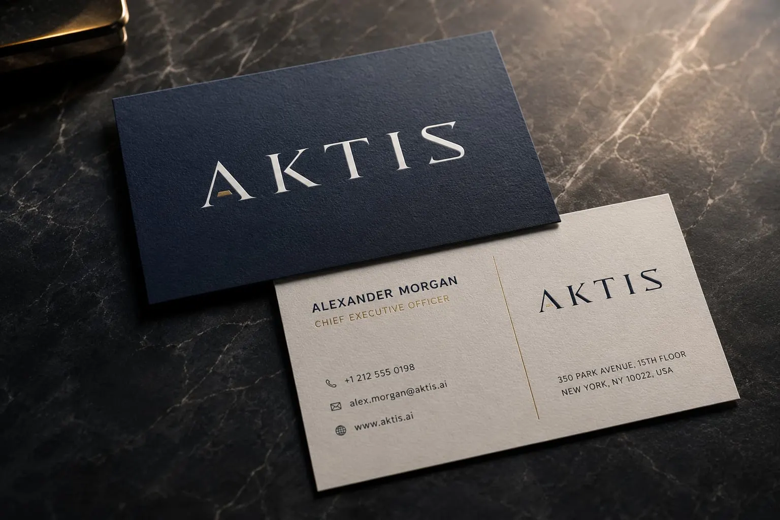 business card design for Aktis Cyber Security company