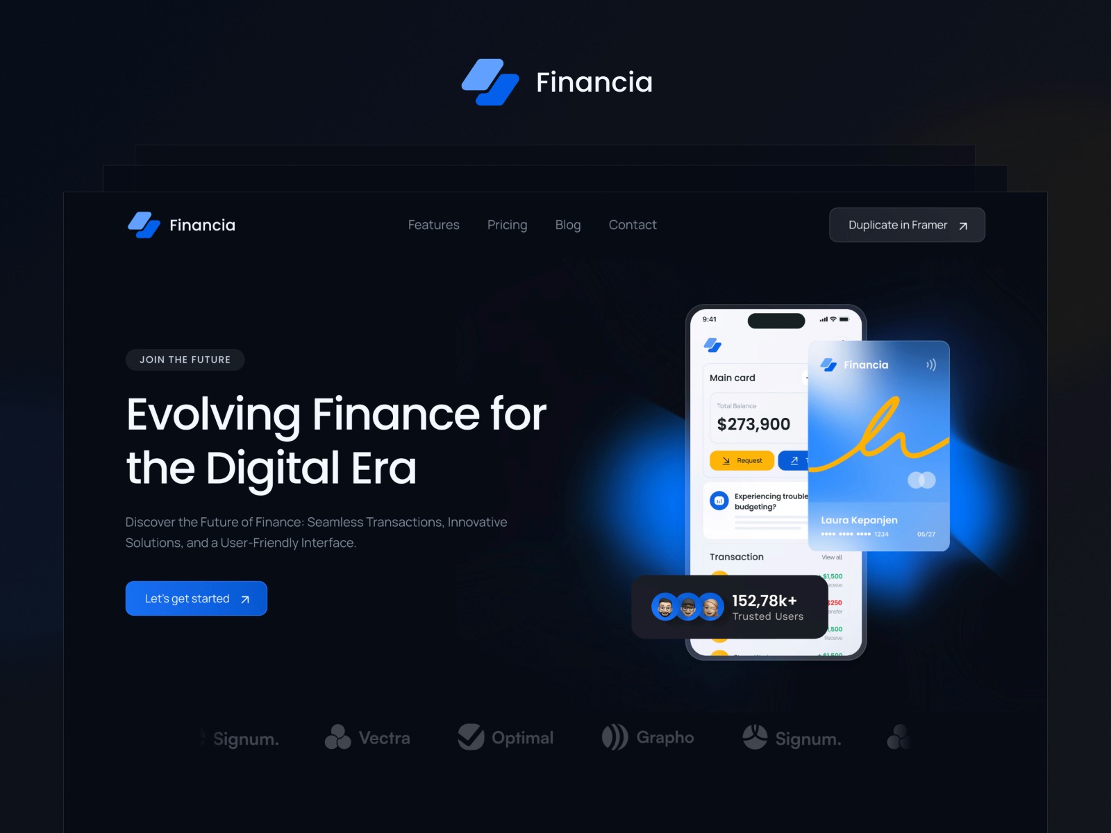 Financia — 现代专业 SaaS 产品官网设计灵感