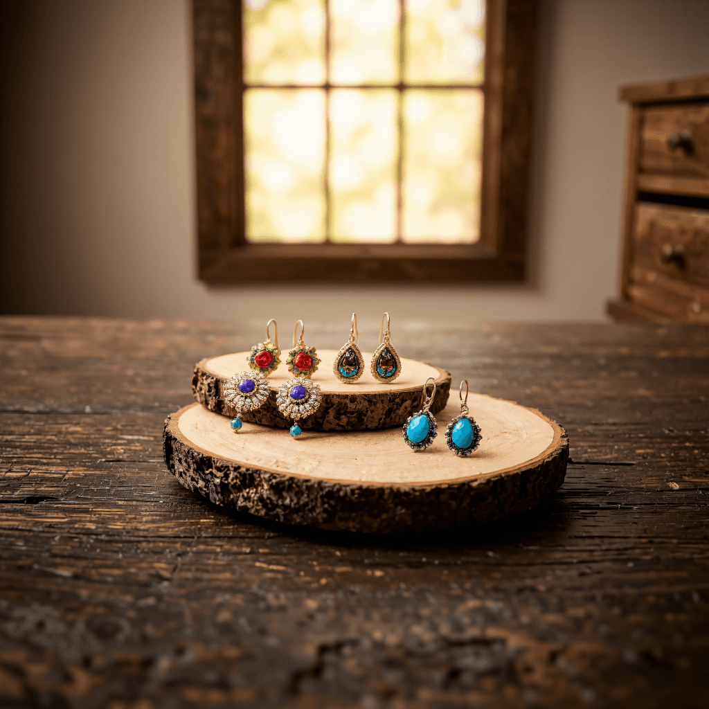 product photography of display of earrings