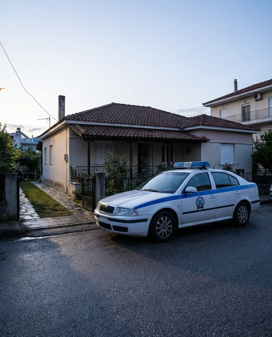 Greek police presence after reports of a violent domestic dispute in Lamia.