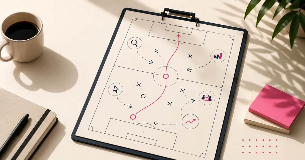 Football tactics board representing digital marketing for small business strategy.