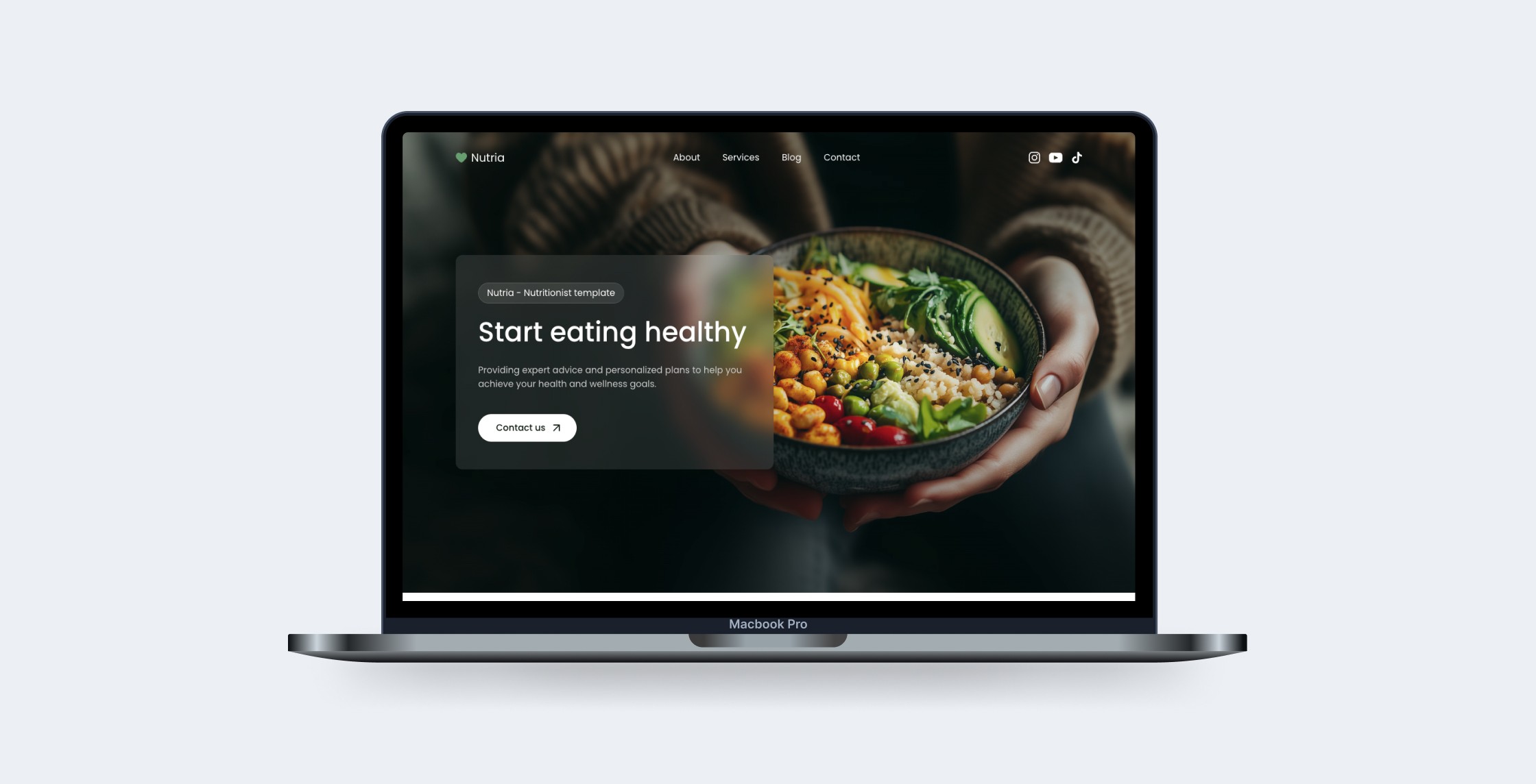 Mackbook mockup with Nutritionist Website Template