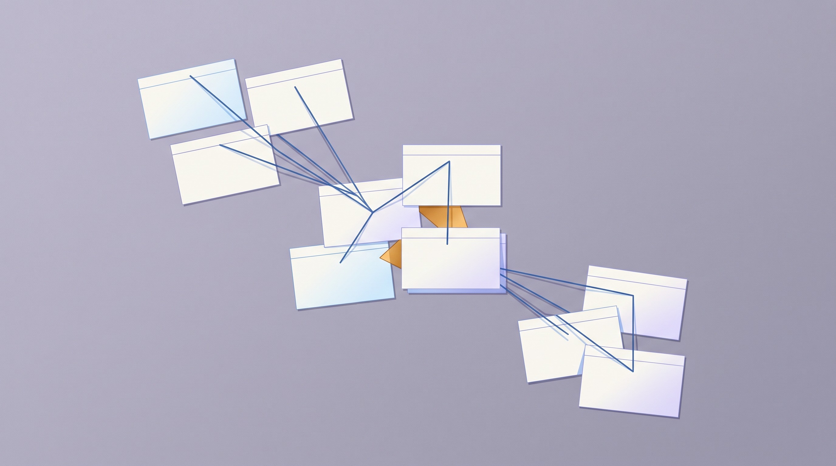 Index cards grouped into research-topic clusters