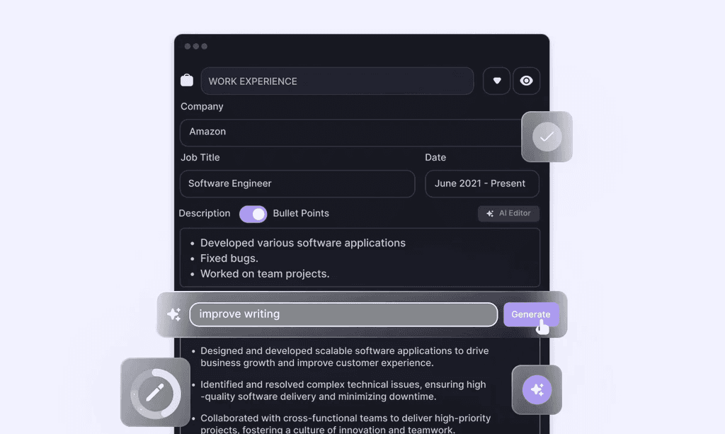 AI resume editor to generate resumes that pass ATS screening