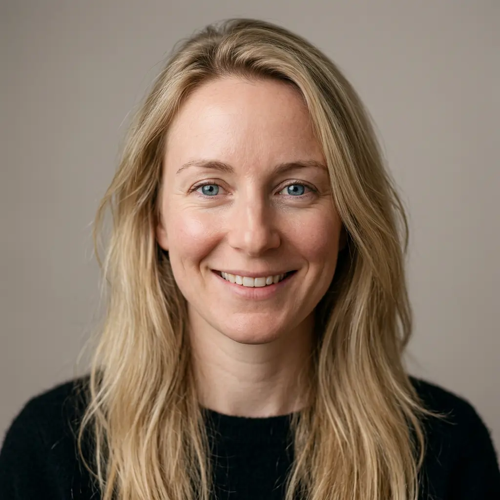 woman holding heft long blonde hair