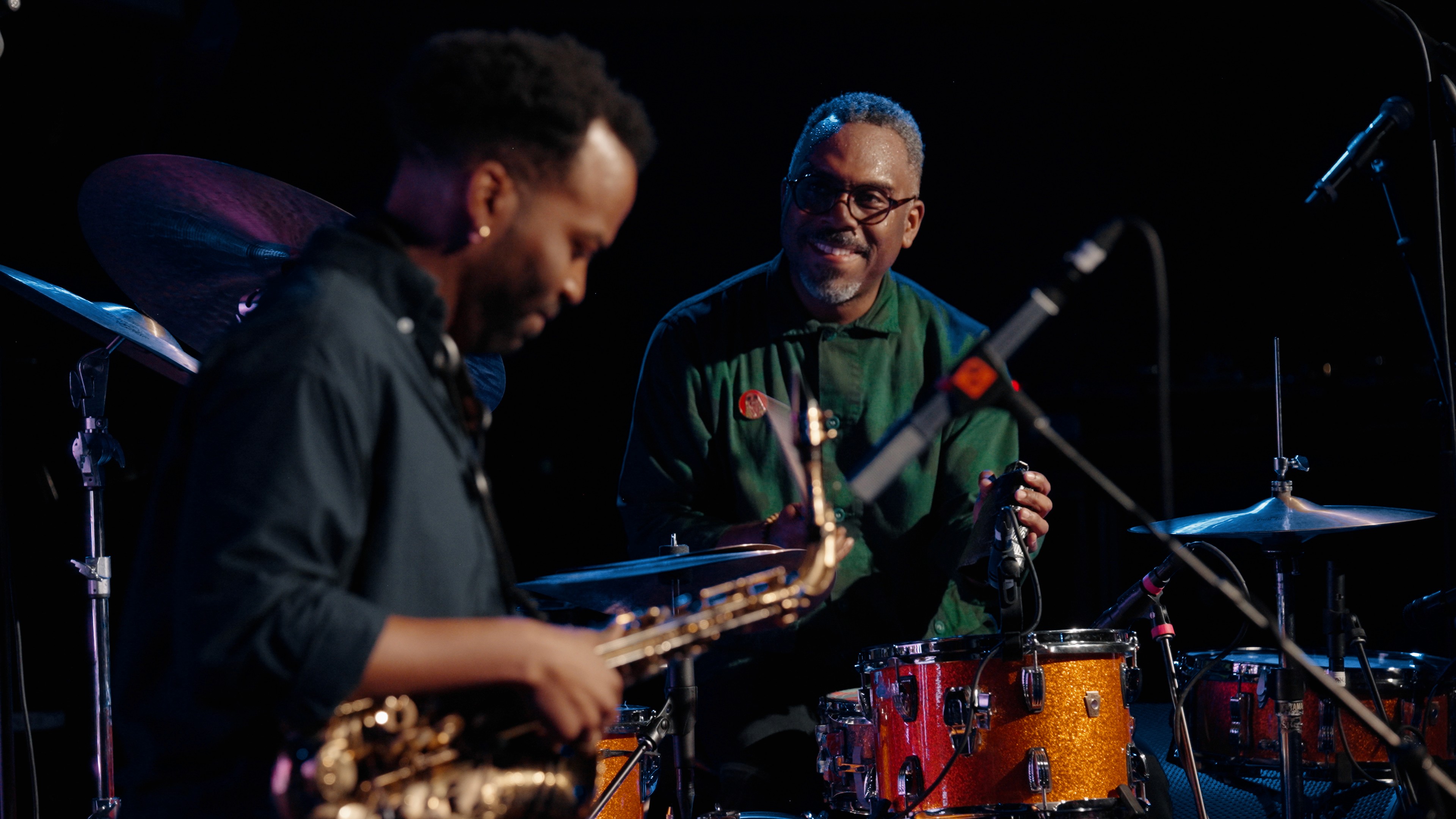 Team working in an office watching at a presentation