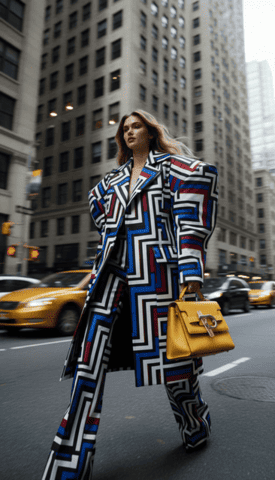 a fashion model walking in the street