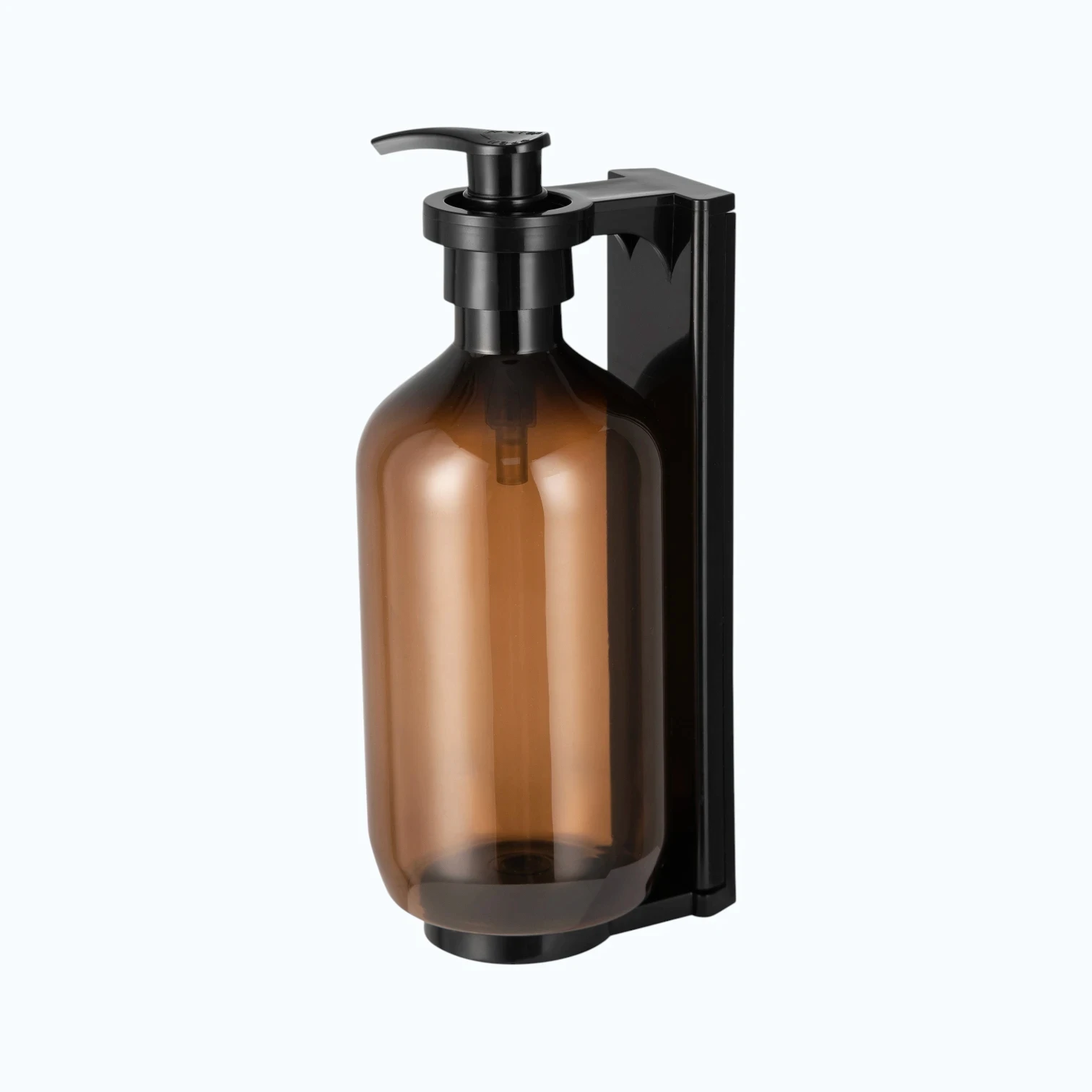 Eco-friendly tamper-proof soap dispenser bracket for hotel refillable systems, high-quality stainless steel, compatible with 300ml-500ml bottles.