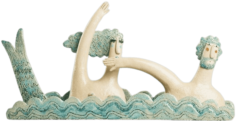 Whimsical ceramic sea creatures — representing top managers and stakeholders needing stronger leadership and engagement.