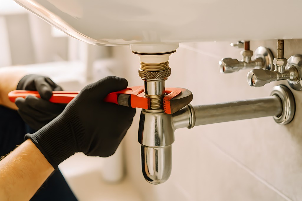 An engineer adjusting the settings on an electric boiler