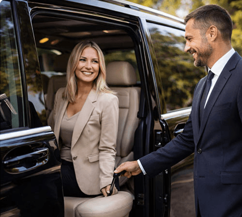 Intérieur confortable de véhicule avec chauffeur privé en Corse