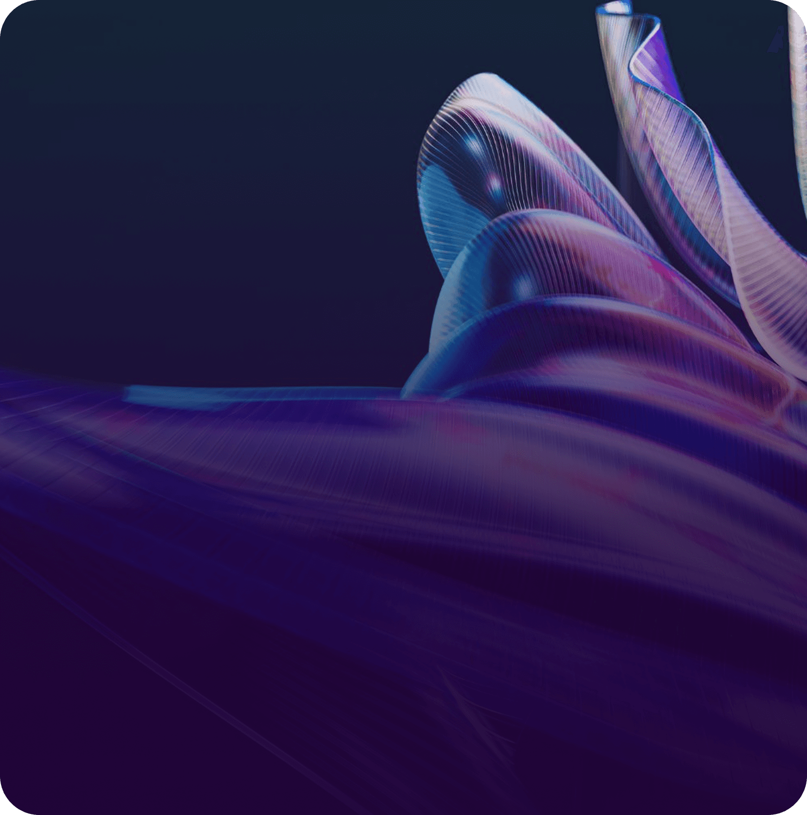 Abstract design featuring purple and blue swirls on a black background, creating a vibrant and dynamic visual effect.