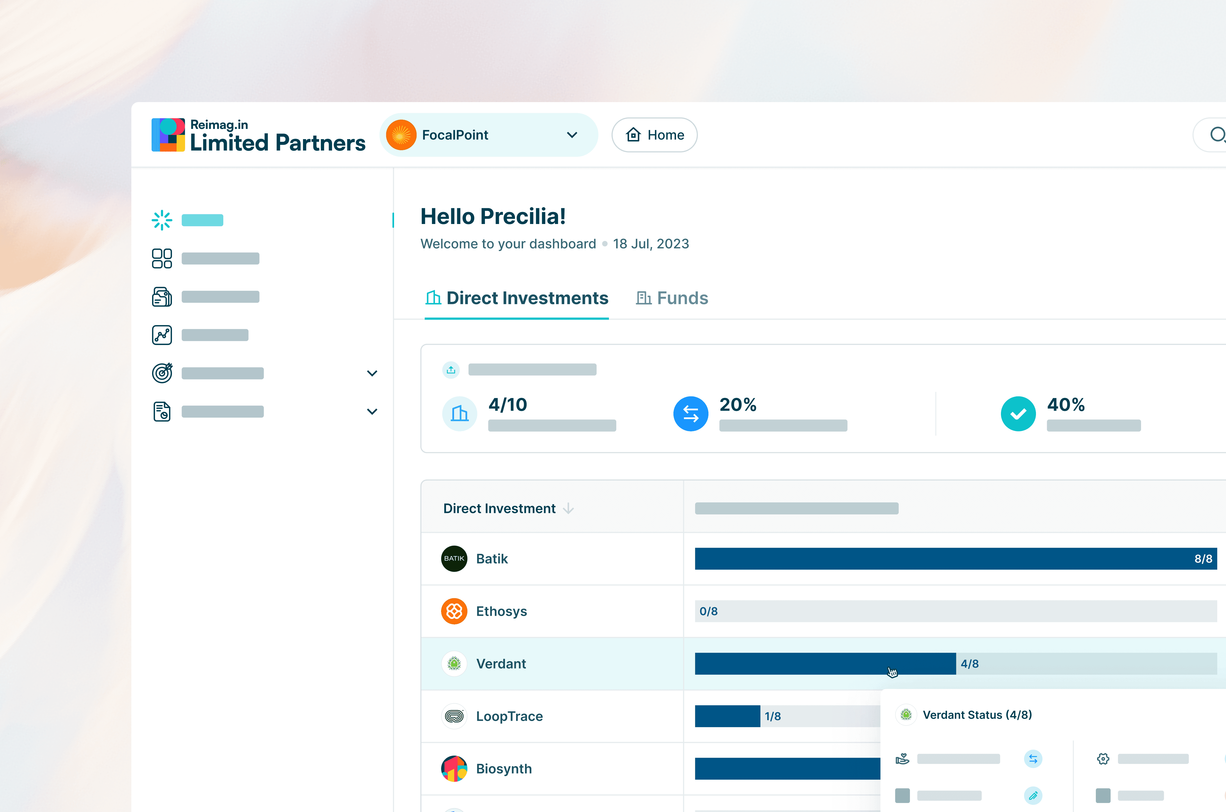 Reimag.in Limited Partner product screens