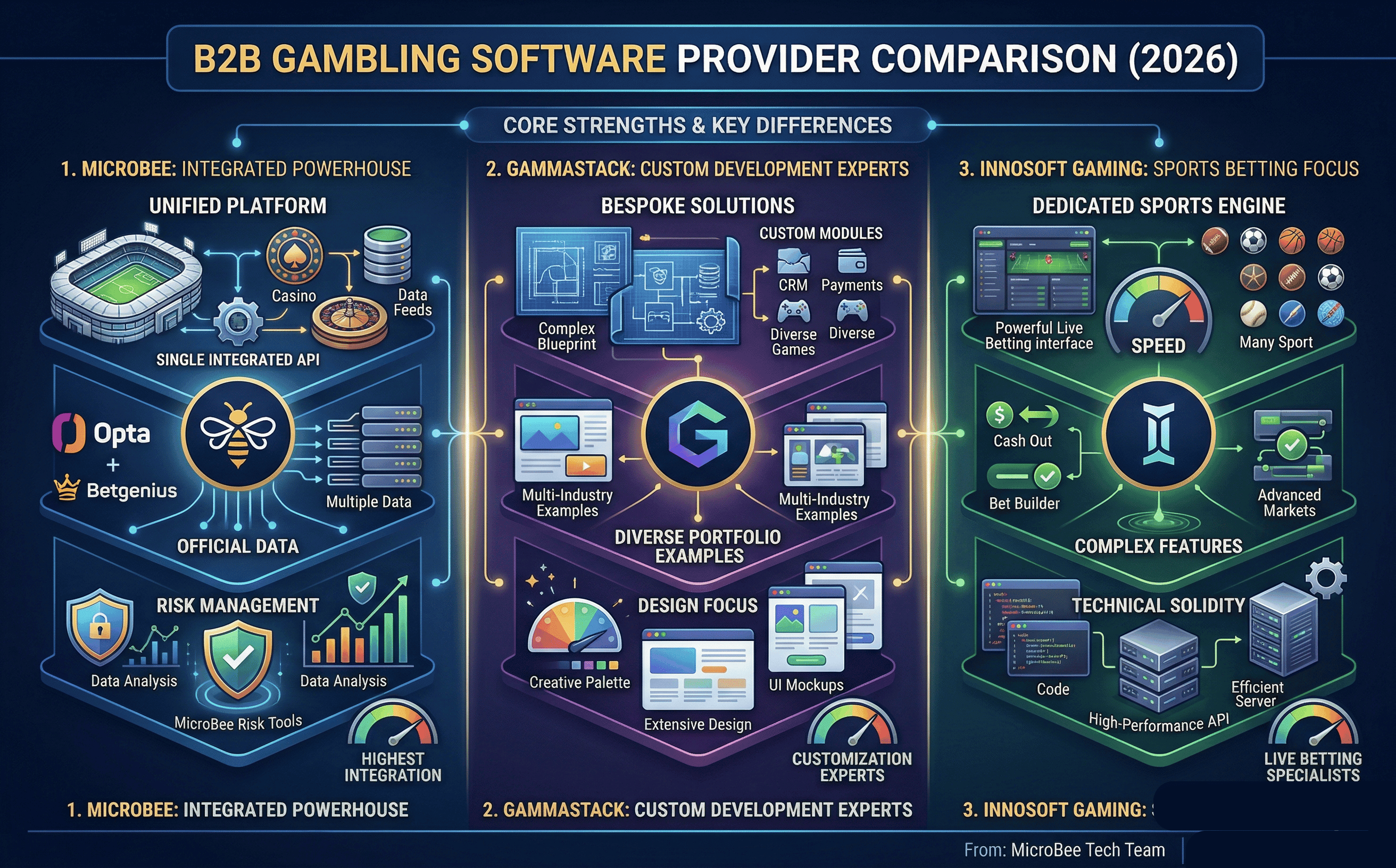 MicroBee vs GammaStack vs Innosoft: B2B Sports API Comparison (2026)
