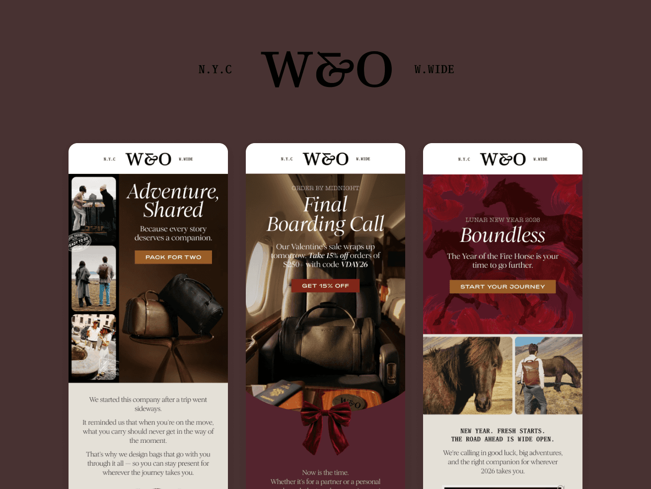 Wool and Oak email campaign and flow creative