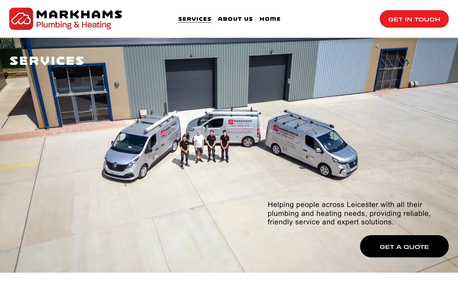 Markhams Ltd project by CL42ITY, live website on desktop