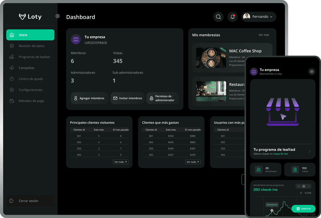 loyalty program - dashboard