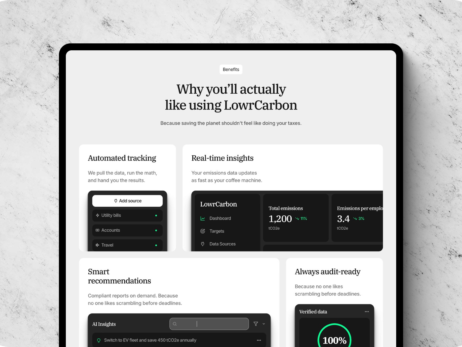 LowrCarbon — 黑白极简现代 AI 产品官网设计灵感