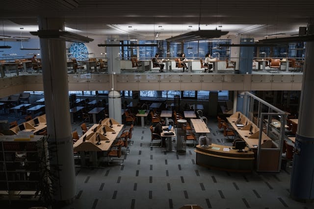 Large two-level open office space 