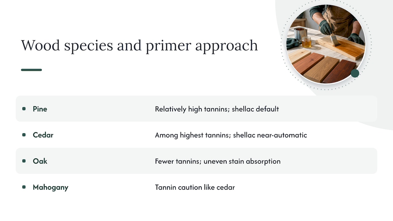 Primer choices by wood species