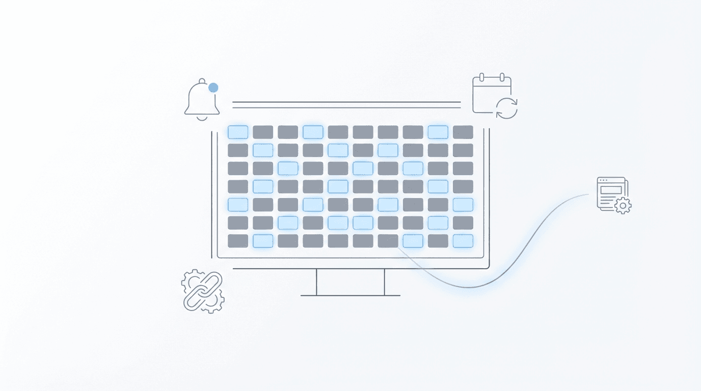 Dashboard showing case status grid with notifications, calendar sync, and CMS integration