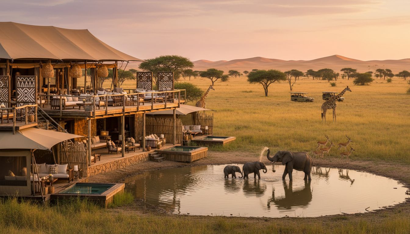 safari lodge sunset