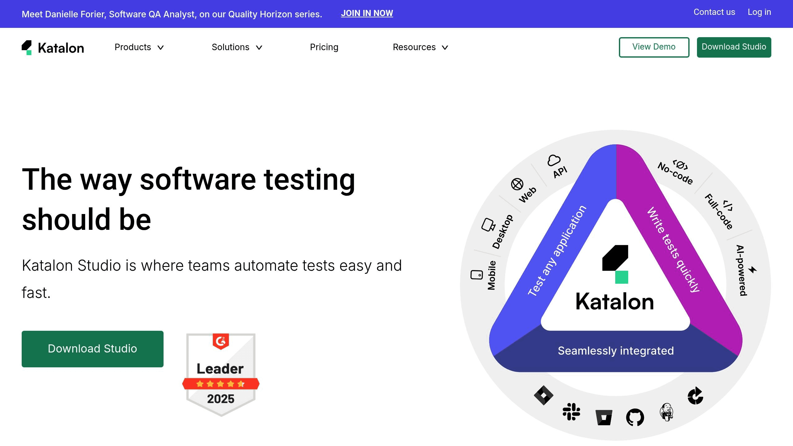 katalon studio home page screenshot