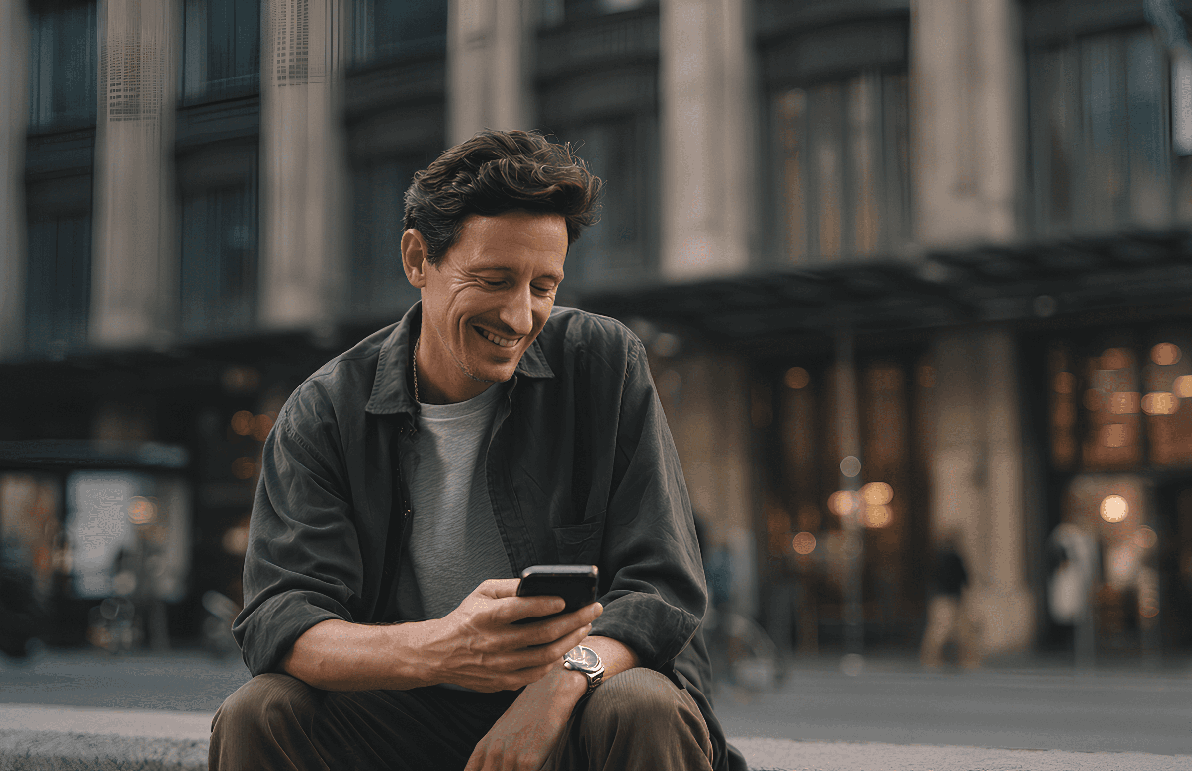 Stylish man holding a smartphone