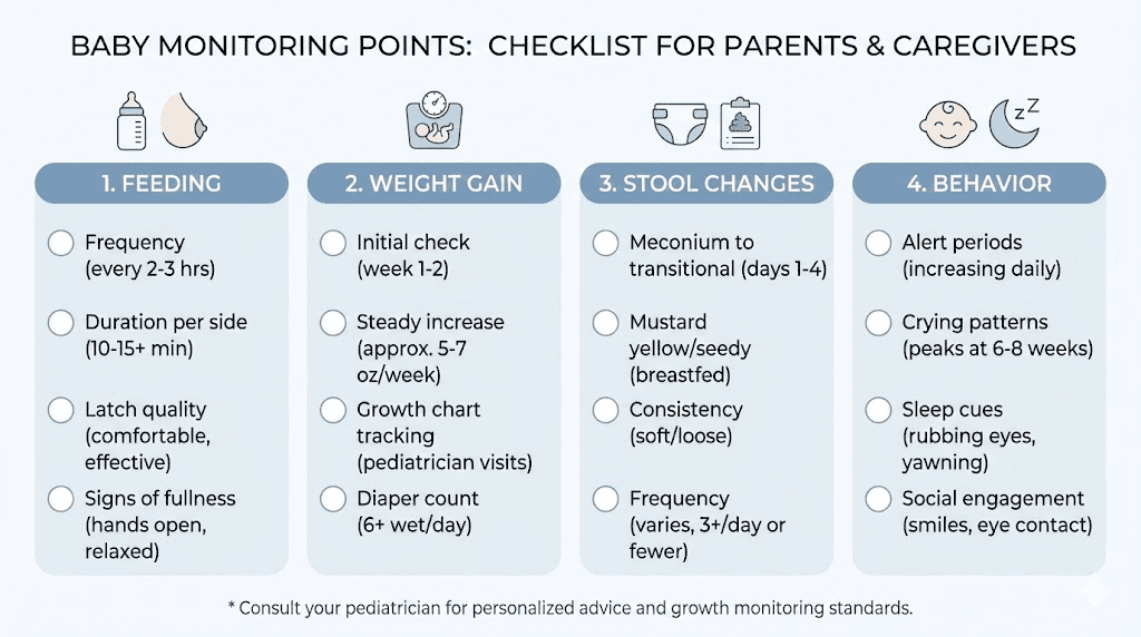 Baby monitoring checklist for mothers taking tirzepatide while breastfeeding
